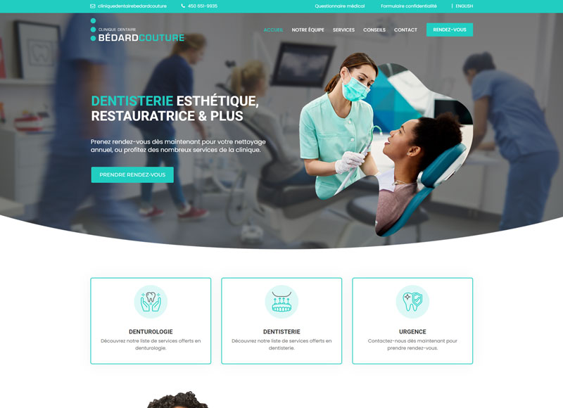 Refonte du site de la clinique dentaire Bédard Couture
