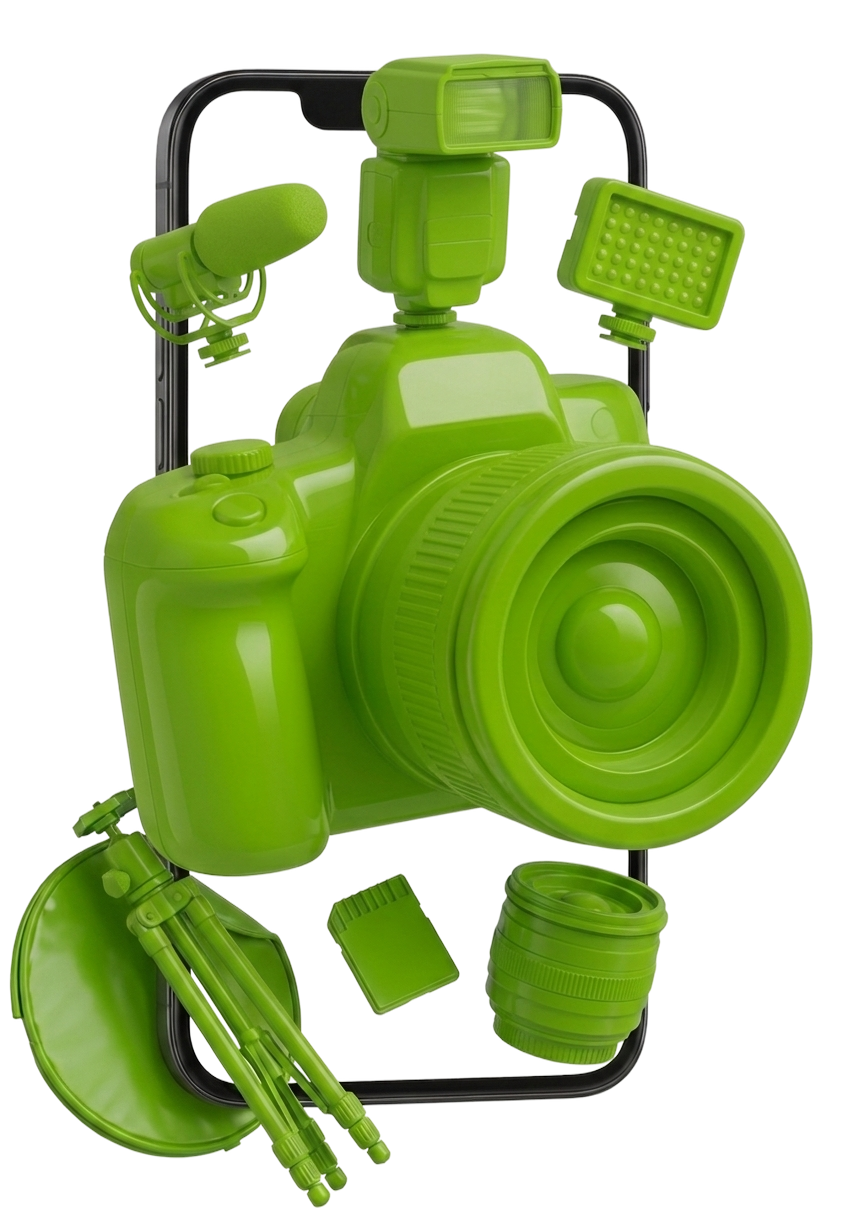 Illustration 3D d’un appareil photo professionnel
