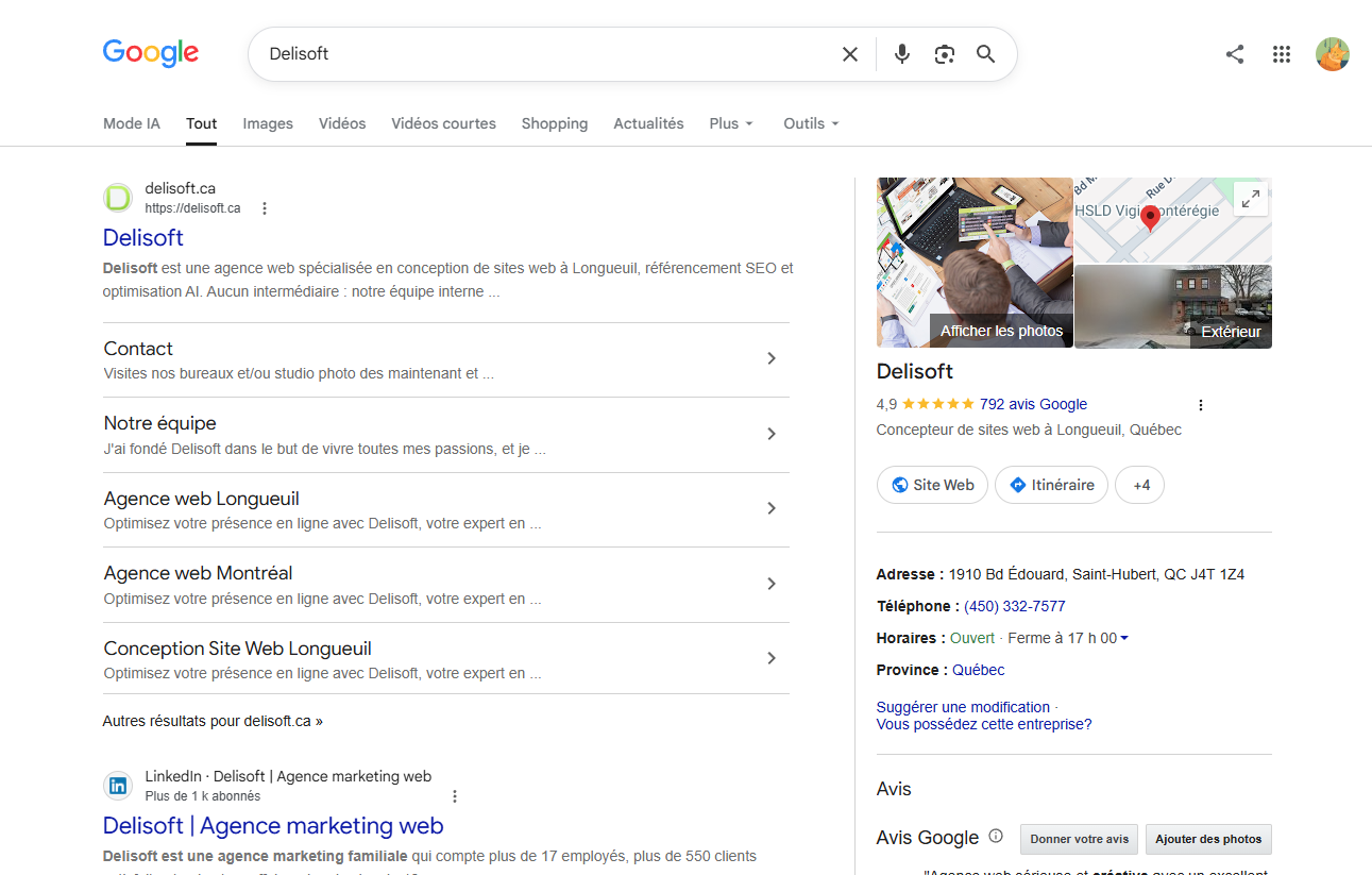 Résultats Google de Delisoft
